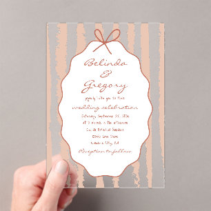 Whimsical Stripes Handwritten Painted Wedding Acrylic Invitations