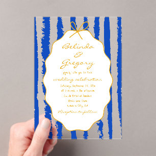 Whimsical Stripes Handwritten Painted Wedding Acrylic Invitations