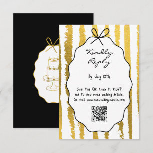 Whimsical Stripes Handwritten Painted Wedding Enclosure Card