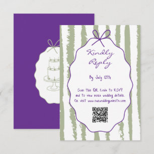 Whimsical Stripes Handwritten Painted Wedding Enclosure Card