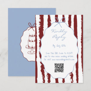 Whimsical Stripes Handwritten Painted Wedding Enclosure Card