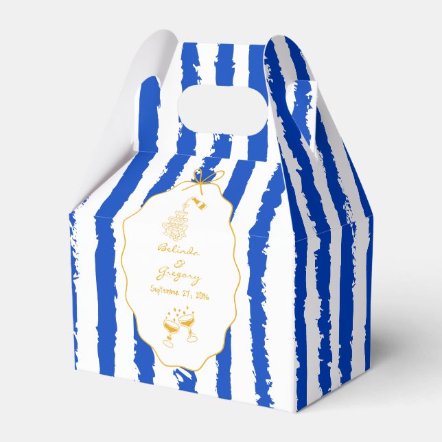 Whimsical Stripes Handwritten Painted Wedding  Favour Box (Front Side)