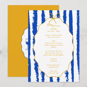 Whimsical Stripes Handwritten Painted Wedding  Menu