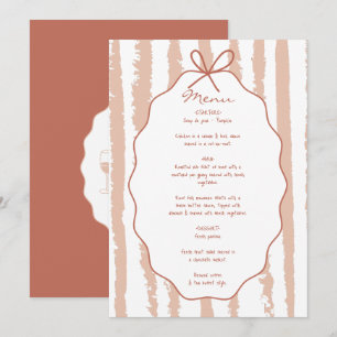 Whimsical Stripes Handwritten Painted Wedding  Menu