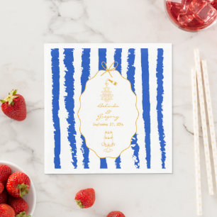Whimsical Stripes Handwritten Painted Wedding Napkin