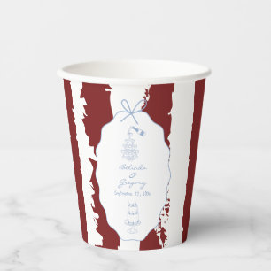 Whimsical Stripes Handwritten Painted Wedding Paper Cups