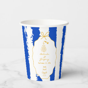 Whimsical Stripes Handwritten Painted Wedding Paper Cups