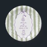 Whimsical Stripes Handwritten Painted Wedding  Paper Plate<br><div class="desc">A whimsical hand drawn illustration wedding design suite in green and purple. This contemporary modern wedding design is ideal for all seasons especially Spring and Summer. A contemporary, fun and whimsical wedding hand drawn and hand written look design perfect for destination weddings. A retro green and purple hand illustrated and...</div>