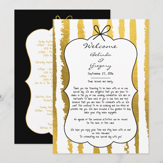 Whimsical Stripes Handwritten Painted Wedding  Program (Front/Back)