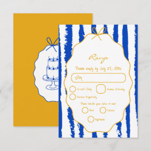 Whimsical Stripes Handwritten Painted Wedding  RSVP Card