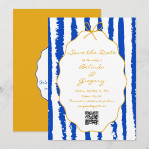 Whimsical Stripes Handwritten Painted Wedding  Save The Date