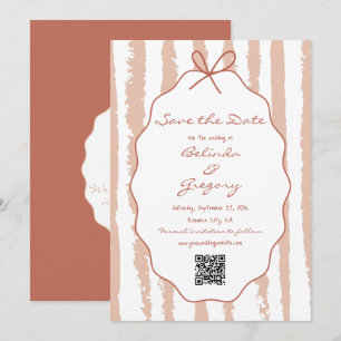 Whimsical Stripes Handwritten Painted Wedding  Save The Date