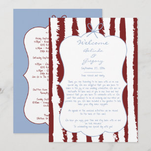 Whimsical Stripes Handwritten  Wedding Itinerary  Program