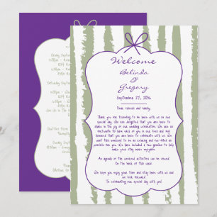 Whimsical Stripes Handwritten Wedding Itinerary Program