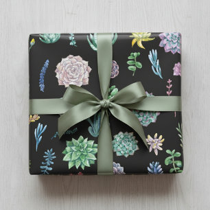 Whimsical Succulent Wrapping Paper Sheets 