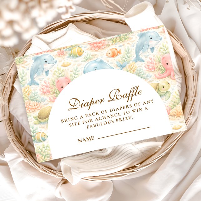 Whimsical Summer Animals Diapper Raffle Enclosure Card (Creator Uploaded)