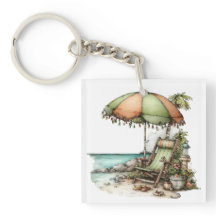 WHIMSICAL SUMMER BEACH CHAIR UMBRELLA AND TOWELS