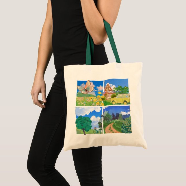 Whimsical Summer Countryside Tote Bag (Front (Product))