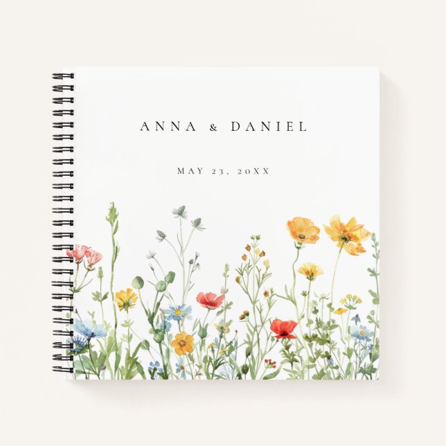 Whimsical Summer Floral Wedding Guest Book (Front)