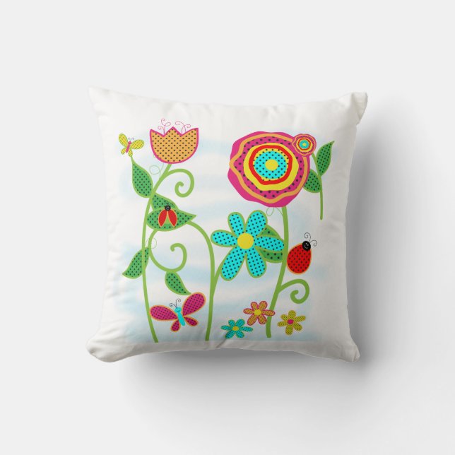 Whimsical Summer Garden Pillow (Front)