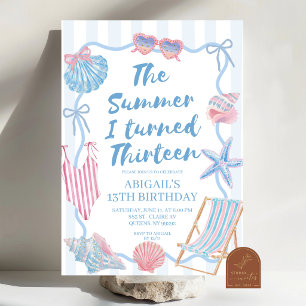 Whimsical Summer I turned thirteen TEEN birthday Invitation