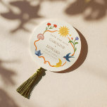 Whimsical Sun and Moon Round Save the Date  Invitation<br><div class="desc">Announce your special day with this Whimsical Sun and Moon Save the Date Card. Featuring a hand-painted sun, moon, and floral motifs wrapped around a playful circular frame, this design evokes warmth, love, and harmony. Perfect for boho, garden, or nature-inspired weddings. The round shape and watercolor illustration create a unique...</div>