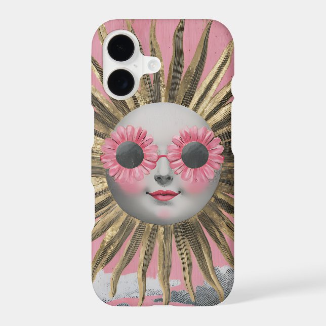 Whimsical Sun Face with Pink Flower Sunglasses (Back)