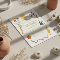 Whimsical Sun & Moon Floral Gold Foil Wedding 
