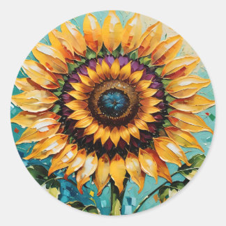 Whimsical Sunflower, Boho Sunflower, Sunflower, Classic Round Sticker