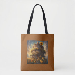 Whimsical Sunflower House Summer  Tote Bag