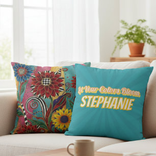 Whimsical Sunflower Throw Pillow – Bold Boho Gift