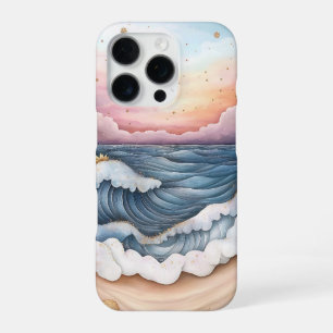 Whimsical Sunset Ocean Waves and Beach Scene iPhone 16 Pro Case