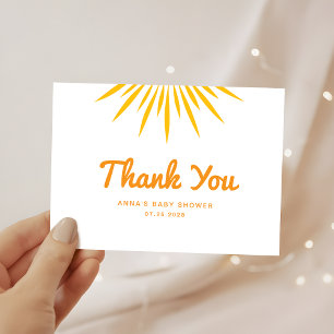 Whimsical Sunshine Baby Shower Minimalist Thank You Card