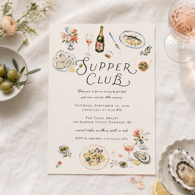 Whimsical Supper Club Dinner Party Invitation (Creator Uploaded)