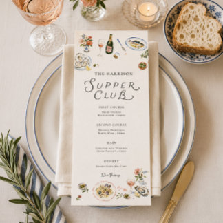 Whimsical Supper Club Dinner Party Menu
