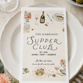 Whimsical Supper Club Dinner Party Napkin