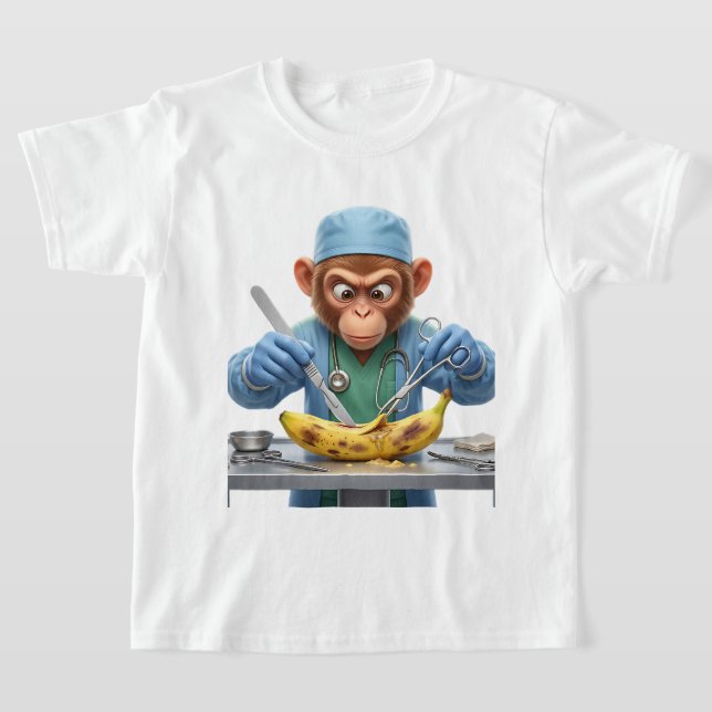 Whimsical Surgeon Monkey Performing Critical  T-Shirt (Laydown)