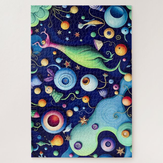 Whimsical Surreal Creatures - Colourful Fantasy Ar Jigsaw Puzzle (Vertical)
