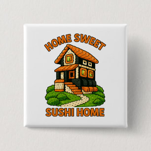 Whimsical Sushi House Foodie Cottage 15 Cm Square Badge