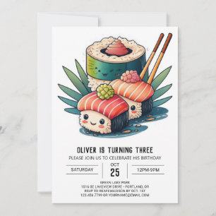 Whimsical Sushi Night Birthday Invitation