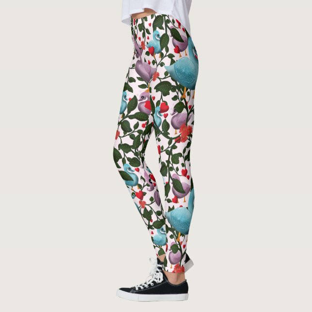 Whimsical swan floral pattern  leggings (Left)