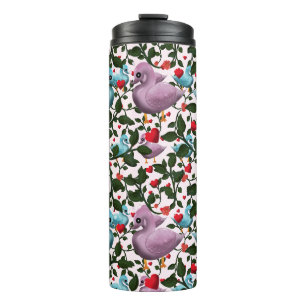 Whimsical swan floral pattern thermal tumbler