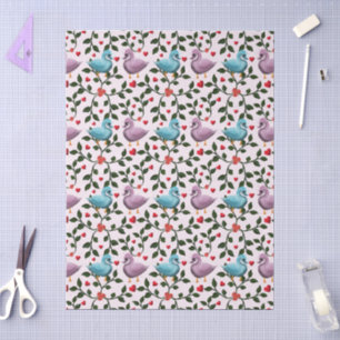 Whimsical swan floral pattern tissue paper