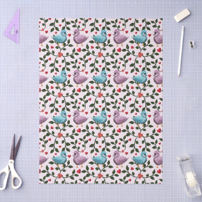 Whimsical swan floral pattern  tissue paper (Craft)
