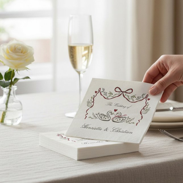 Whimsical Swan Love Story Wedding Celebration  Napkin (Creator Uploaded)