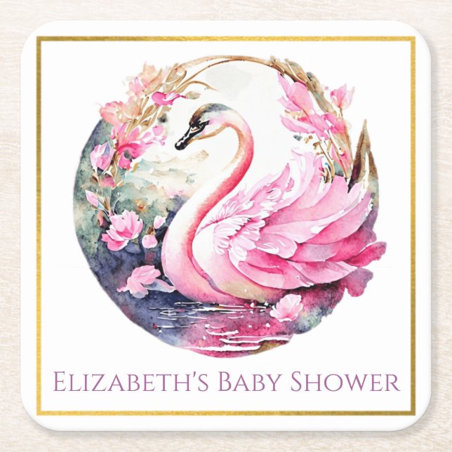 Whimsical Swan Paper Coaster (Front)