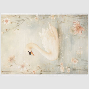 Whimsical Swan with Flowers Decoupage Tissue Paper