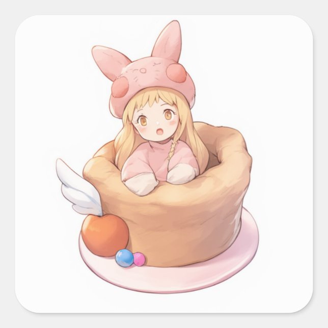 Whimsical Sweet Art Square Sticker (Front)