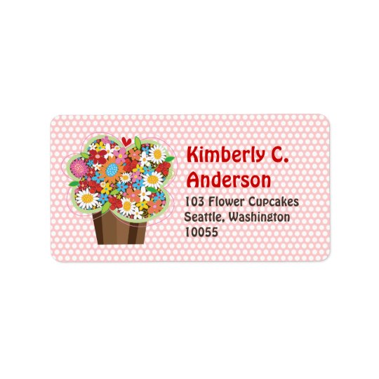 Whimsical Sweet Cupcake Spring Flowers Floral Chic Address Label