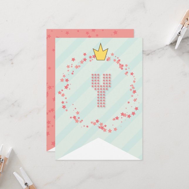 Whimsical Sweet Fairy Princess Girl Birthday Party Card (Front/Back In Situ)